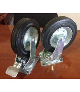 Колёса металлические с резиновым ободом, поворотные