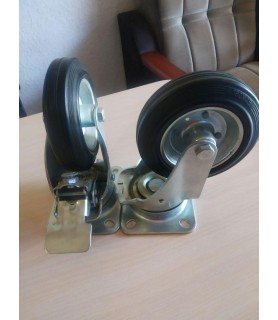 Колеса металлические с резиновым ободом, поворотные 